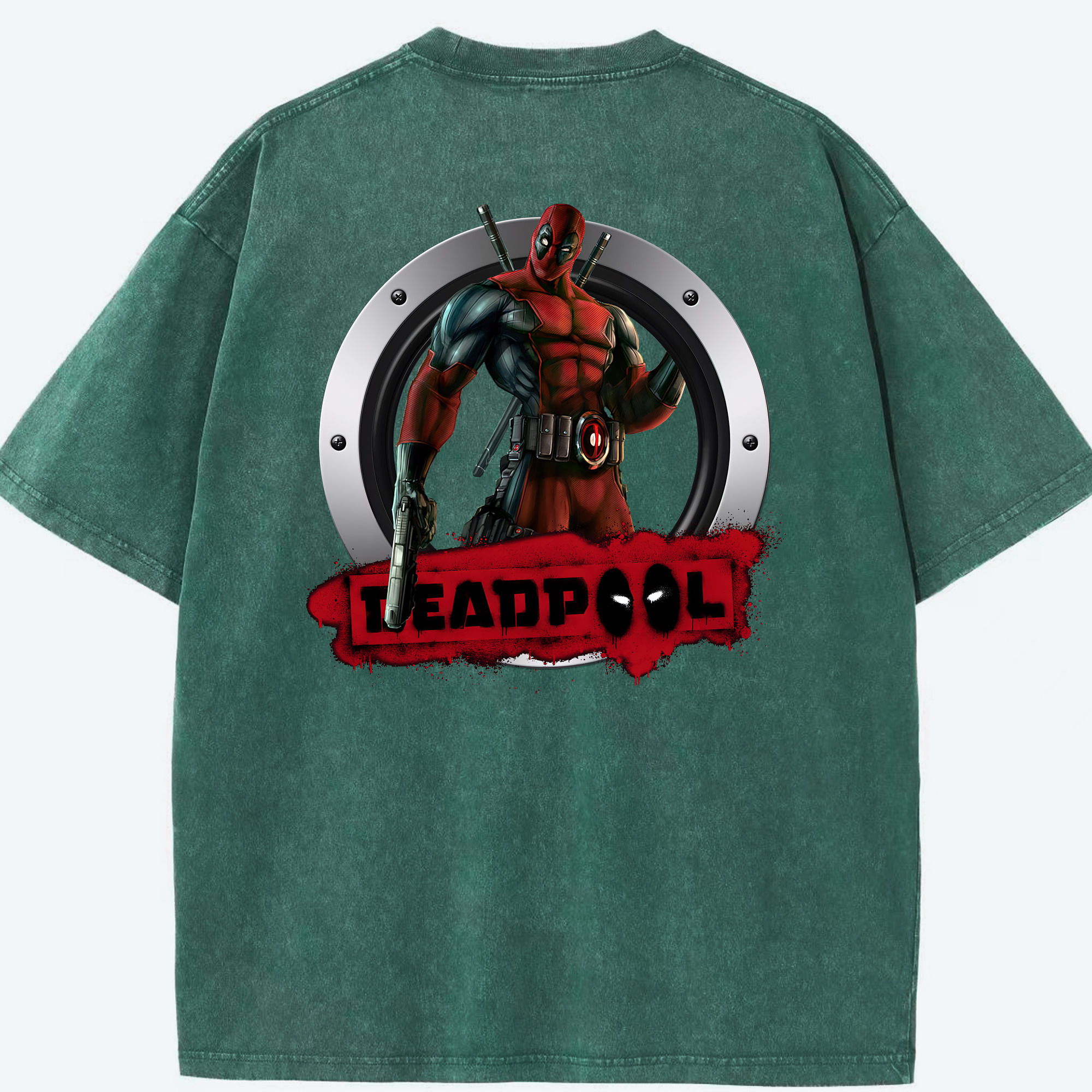 （画像用） Deadpool デッドプール 綿100% ヴィンテージ風 半袖Tシャツ（背面プリント）